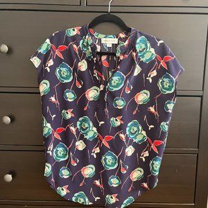 Amour Vera Renata Silk Blouse Purple Floral